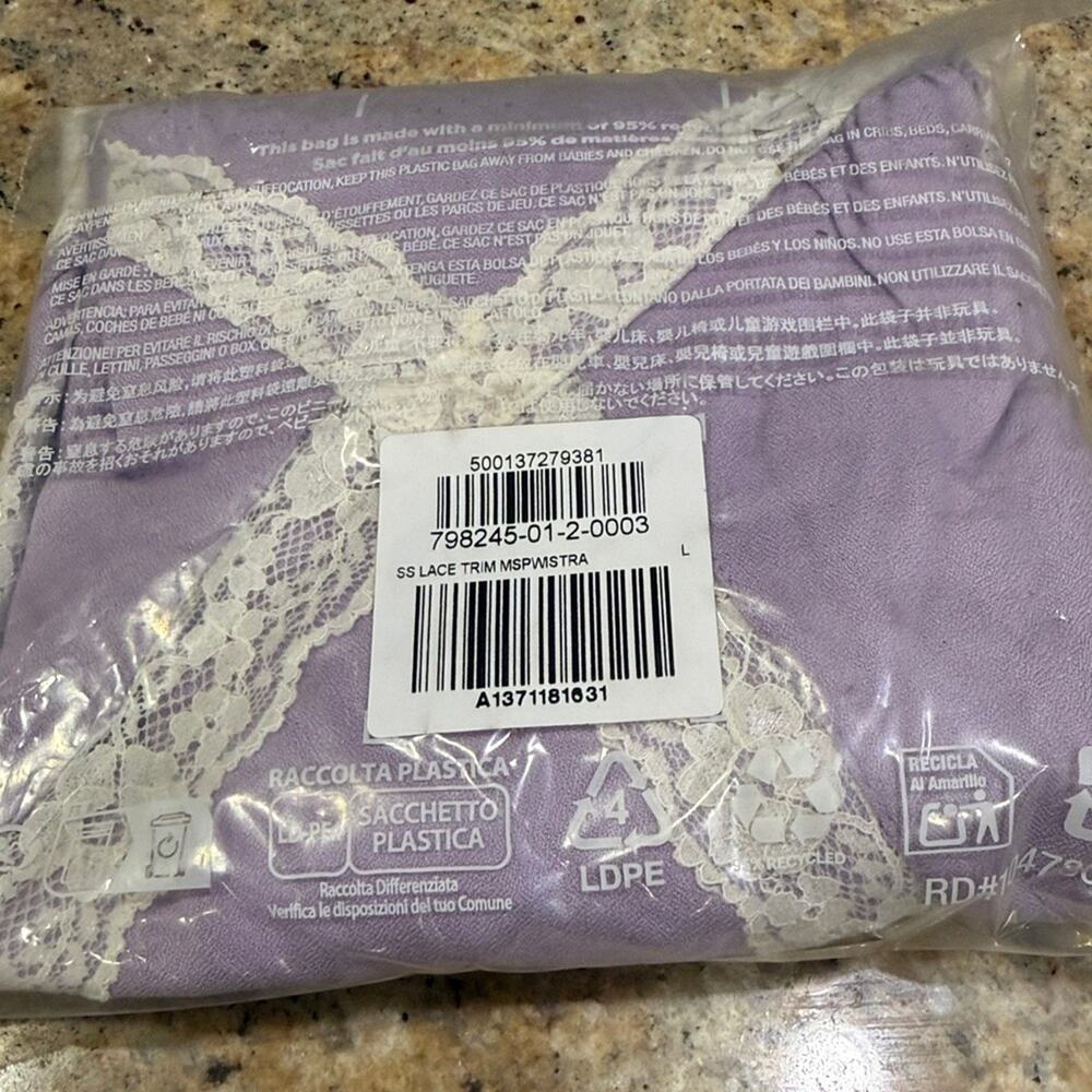Old Navy Spring Wisteria Fit & Flare Crepe Lace-Trim mini dress - Picture 10 of 11